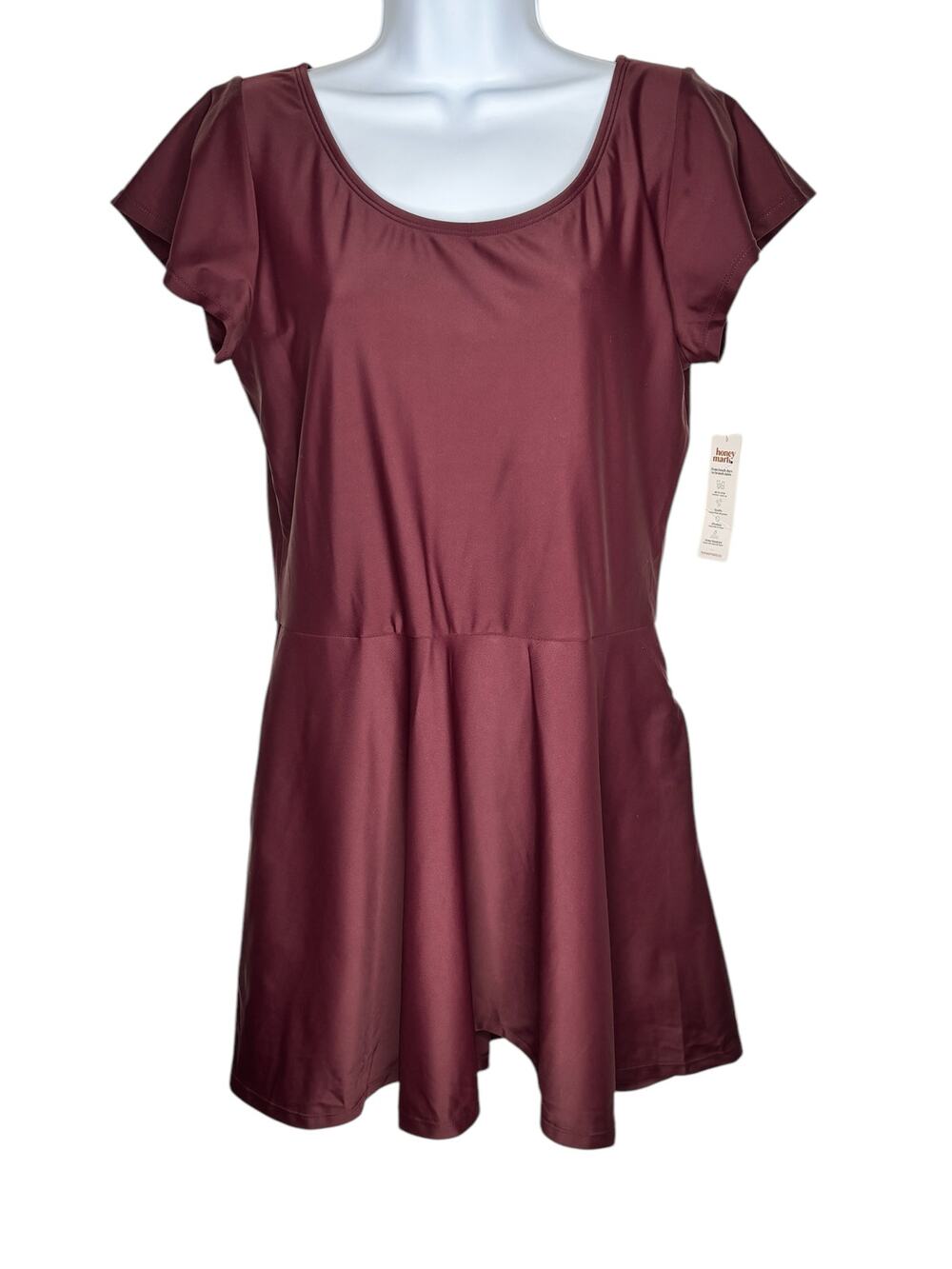 Honey Mark Swimsuit Cover Up Dress Size L Burgundy Stretch Beach Resort Vacation